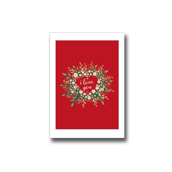 Přáníčko s potiskem Love You Red Floral